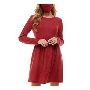 BEBOP Womens Stretch Pullover Long Sleeve Jewel Neck Short Party Baby Doll Dress